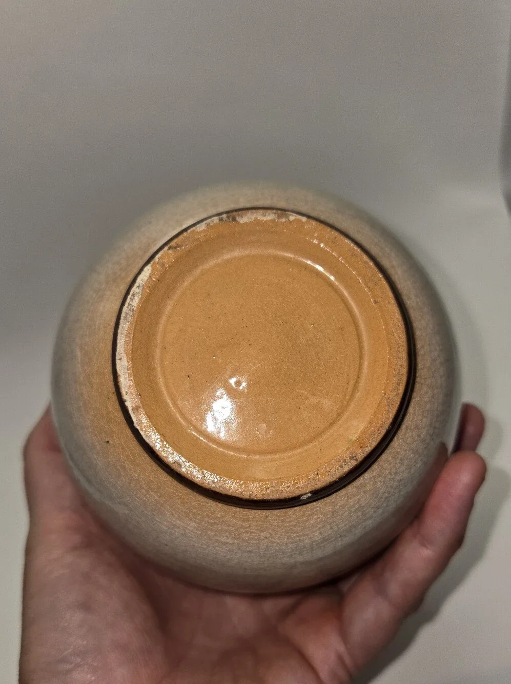 Vintage Handpainted Floral Ceramic Vase With Crackled Glaze